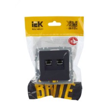 BRITE Розетка компьютерная двойная RJ45 кат.5E РК10-2-БрГ графит