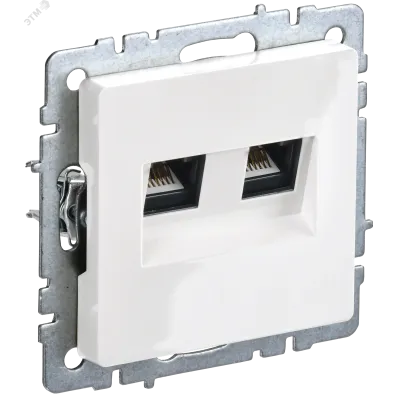 BRITE Розетка компьютерная двойная RJ45 кат.6 РК11-2-БрБ белый IEK