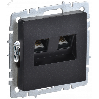 BRITE Розетка компьютерная двойная RJ45 кат.6 РК11-2-БрЧ черный IEK