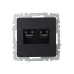 BRITE Розетка компьютерная двойная RJ45 кат.6 РК11-2-БрЧ черный IEK