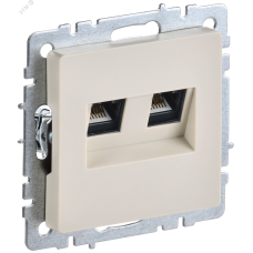 BRITE Розетка компьютерная двойная RJ45 кат.6 РК11-2-БрКр бежевый IEK