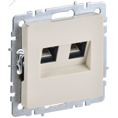 BRITE Розетка компьютерная двойная RJ45 кат.6 РК11-2-БрКр бежевый IEK