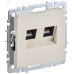 BRITE Розетка компьютерная двойная RJ45 кат.6 РК11-2-БрКр бежевый IEK
