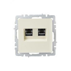 BRITE Розетка компьютерная двойная RJ45 кат.6 РК11-2-БрКр бежевый IEK