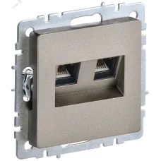 BRITE Розетка компьютерная двойная RJ45 кат.6 РК11-2-БрШ шампань IEK