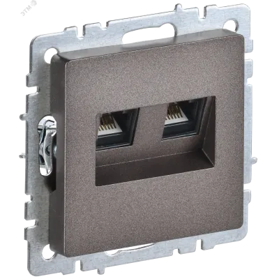 BRITE Розетка компьютерная двойная RJ45 кат.6 РК11-2-БрТБ темная бронза IEK