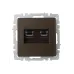 BRITE Розетка компьютерная двойная RJ45 кат.6 РК11-2-БрТБ темная бронза IEK