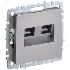 BRITE Розетка компьютерная двойная RJ45 кат.6 РК11-2-БрС сталь IEK