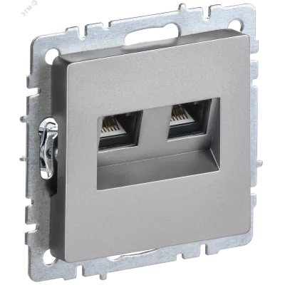 BRITE Розетка компьютерная двойная RJ45 кат.6 РК11-2-БрС сталь IEK