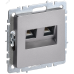 BRITE Розетка компьютерная двойная RJ45 кат.6 РК11-2-БрС сталь IEK