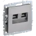 BRITE Розетка компьютерная двойная RJ45 кат.6 РК11-2-БрС сталь IEK