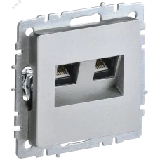 BRITE Розетка компьютерная двойная RJ45 кат.6 РК11-2-БрА алюминий IEK