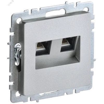BRITE Розетка компьютерная двойная RJ45 кат.6 РК11-2-БрА алюминий IEK