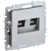 BRITE Розетка компьютерная двойная RJ45 кат.6 РК11-2-БрА алюминий IEK