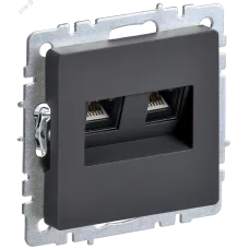 BRITE Розетка компьютерная двойная RJ45 кат.6 РК11-2-БрГ графит IEK