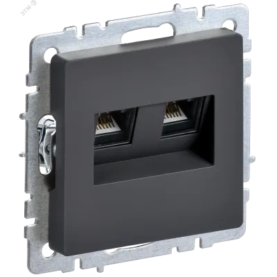 BRITE Розетка компьютерная двойная RJ45 кат.6 РК11-2-БрГ графит IEK