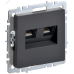BRITE Розетка двойная RJ11+RJ45 кат.5E РК/Т12-БрГ графит