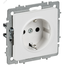 BRITE Розетка 1-местная с заземлением с защитными шторками 16А РС14-1-0-БрАБ арктический белый IEK