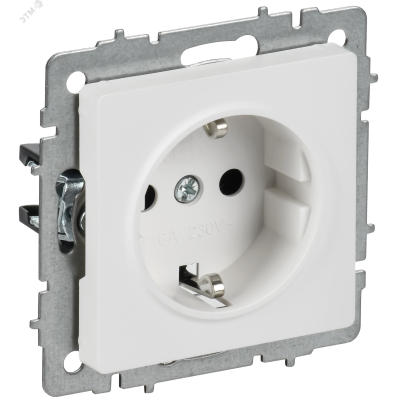 BRITE Розетка 1-местная с заземлением с защитными шторками 16А РС14-1-0-БрАБ арктический белый IEK