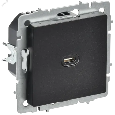 BRITE Розетка USB C 65Вт высокоскоростная зарядка РЮ12-1-БрЧ черный IEK
