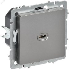 BRITE Розетка USB C 65Вт высокоскоростная зарядка РЮ12-1-БрС сталь IEK