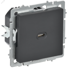 BRITE Розетка USB C 65Вт высокоскоростная зарядка РЮ12-1-БрГ графит IEK