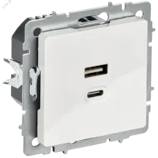 BRITE Розетка USB A+C 45Вт высокоскоростная зарядка РЮ11-2-БрБ белый IEK