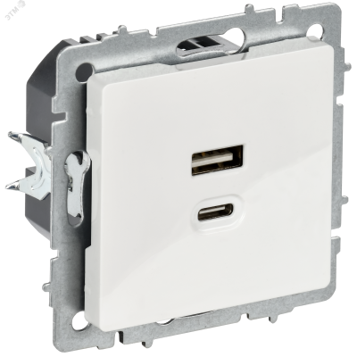 BRITE Розетка USB A+C 45Вт высокоскоростная зарядка РЮ11-2-БрБ белый IEK