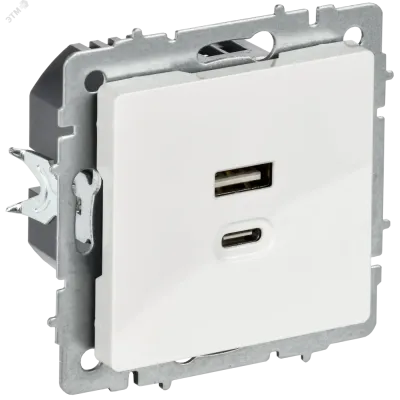 BRITE Розетка USB A+C 45Вт высокоскоростная зарядка РЮ11-2-БрБ белый IEK