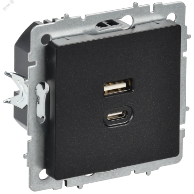 BRITE Розетка USB A+C 45Вт высокоскоростная зарядка РЮ11-2-БрЧ черный IEK