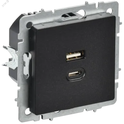 BRITE Розетка USB A+C 45Вт высокоскоростная зарядка РЮ11-2-БрЧ черный IEK