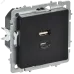 BRITE Розетка USB A+C 45Вт высокоскоростная зарядка РЮ11-2-БрЧ черный IEK