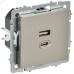 BRITE Розетка USB A+C 45Вт высокоскоростная зарядка РЮ11-2-БрШ шампань IEK