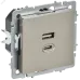 BRITE Розетка USB A+C 45Вт высокоскоростная зарядка РЮ11-2-БрШ шампань IEK
