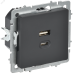 BRITE Розетка USB A+C 45Вт высокоскоростная зарядка РЮ11-2-БрГ графит IEK