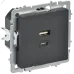 BRITE Розетка USB A+C 45Вт высокоскоростная зарядка РЮ11-2-БрГ графит IEK