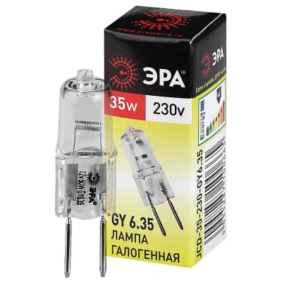 Лампочка галогенная ЭРА GY6.35-JCD-35W-230V GY6.35 35Вт капсула теплый белый свет