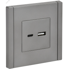 FORTE&PIANO Розетка USB A+C 3,1А FP550 сталь IEK