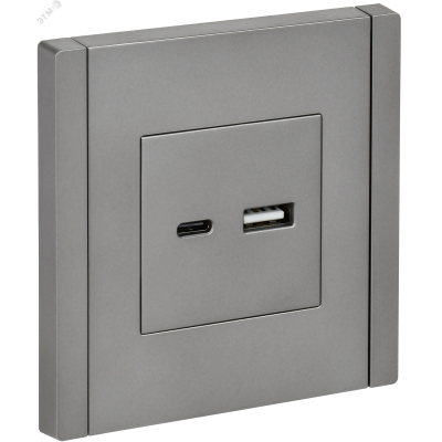 FORTE&PIANO Розетка USB A+C 3,1А FP550 сталь IEK