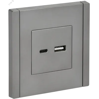 FORTE&PIANO Розетка USB A+C 3,1А FP550 сталь IEK