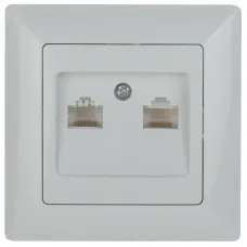 Розетка Intro Solo 4-304-01 информационная двойная 2xRJ45, СУ, белый