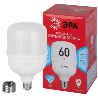 Лампа светодиодная ЭРА RED LINE LED POWER T120-60W-4000-E27/E40 R E27/E40 R 60 Вт колокол нейтральный белый свет