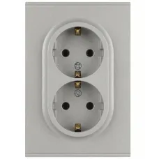 Розетка скрытого монтажа в рамку двойная с заземлением 2X2P+E Schuko 16А-250В алюминий 16-2104-03 Arktik