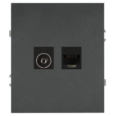 Розетка скрытого монтажа в рамку комбинированная RJ45+TV графит 16-3110-06 Arktik