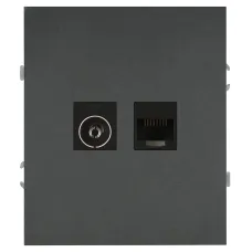 Розетка скрытого монтажа в рамку комбинированная RJ45+TV графит 16-3110-06 Arktik