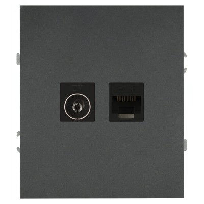 Розетка скрытого монтажа в рамку комбинированная RJ45+TV графит 16-3110-06 Arktik