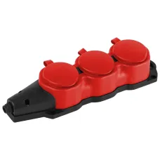 Колодка ЭРА KX-3e-RED-IP44 каучуковая с заземлением 3 розетки 16A IP44 красная