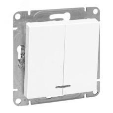 Эпика Механизм выключателя 2кл. с подсветкой белый EKF