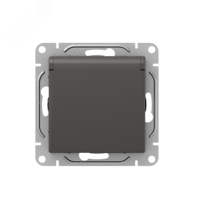 Механизм розетки  16А  IP44  с заземлением  со шторками  c крышкой  мокко Эпика EKF