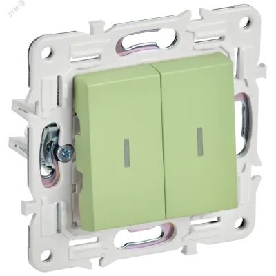 SKANDY Выключатель 2-клавишный проходной с индикацией 10А SK-V10G мятный IEK